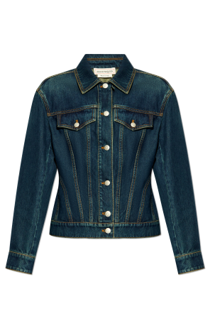 【24AW NEW】Alexander mcqueen / デニム ジャケット /Navy Blue Alexander McQueen デニムジャケット | ブルー | FARFETCH JP